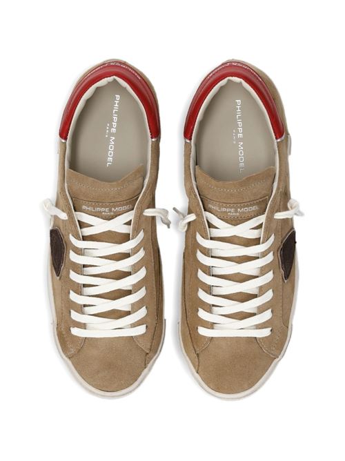 Sneakers uomo basse in pelle beige/rosse PHILIPPE MODEL | PRLUXS21